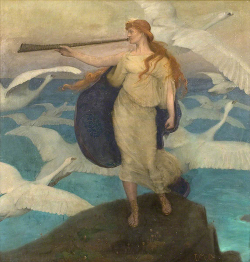 The Herald of Winter, oil on canvas by Thomas Millie Dow (1894)